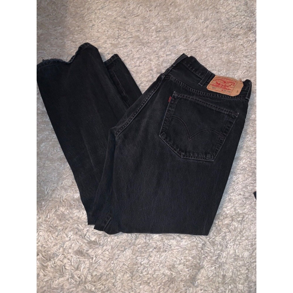 Levi’s 501 Jeans Mens Size 38X30 Black Classic Straight Leg Button Fly Denim